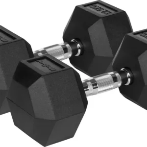 Hantler hex 2 x 12,5kg støpejern med gummibelegg styrketrening Rebel