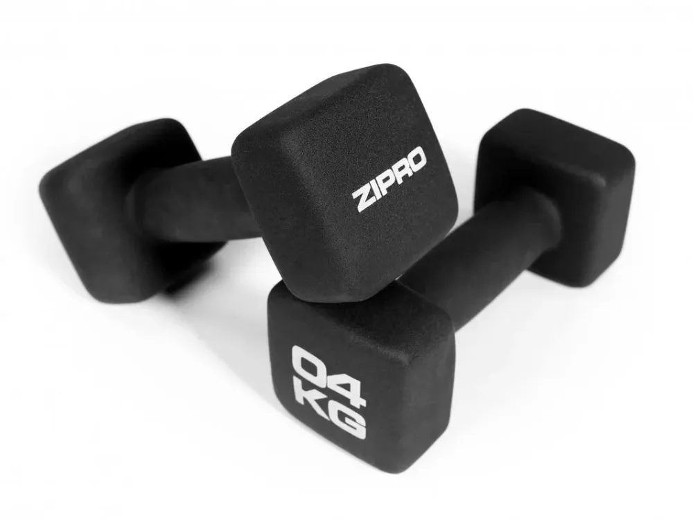 Hantler neopren 2 5kg x 4kg hjemmetrening, sett med manualer Zipro