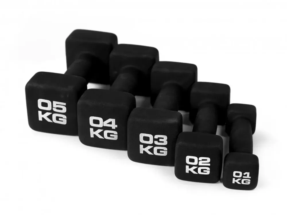 Hantler neopren 2 5kg x 4kg hjemmetrening, sett med manualer Zipro