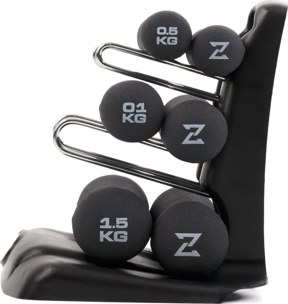 Manualer Hantler Neopren Sett 6kg Med Stativ, 0,5–1,5kg – Zipro