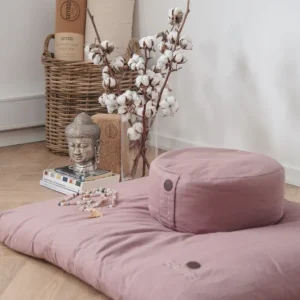 Calm Organic Cotton Round Meditation Cushion - Rose