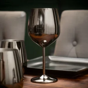 DRIKKEGLASS SETT - VINGLASS AV RUSTFRITT STÅL