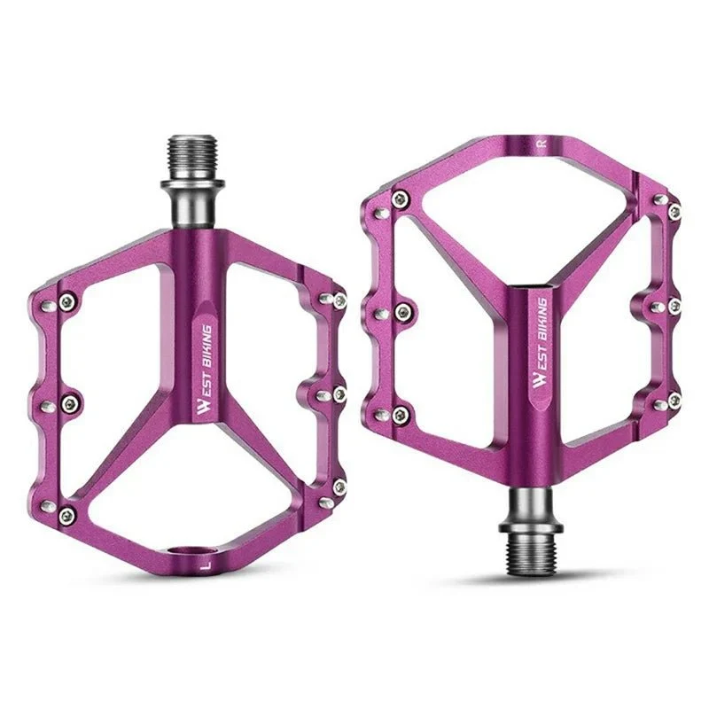 Lette sykkelpedaler i aluminiumlegering med 3 lagre - Lilla