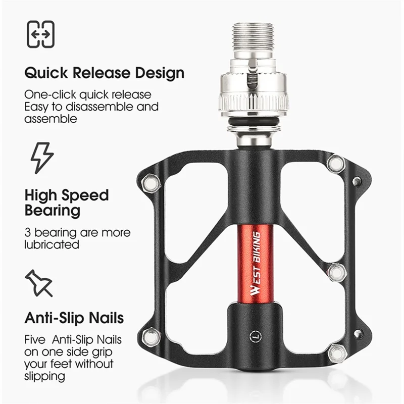 Sykkelpedaler med 3 lagre Aluminiumlegering MTB