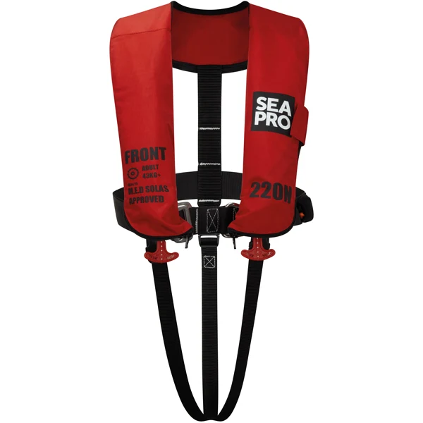 Seapro, Kommersiell vest 220N m/sele, Rød, Solas godkjent