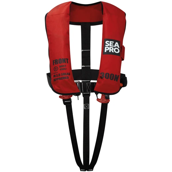Seapro, Oppblåsbar Profesjonsvest 300N m/sele, Rød