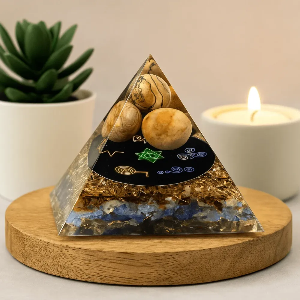 Orgonitt Pyramide Midnatt Reiki 70mm