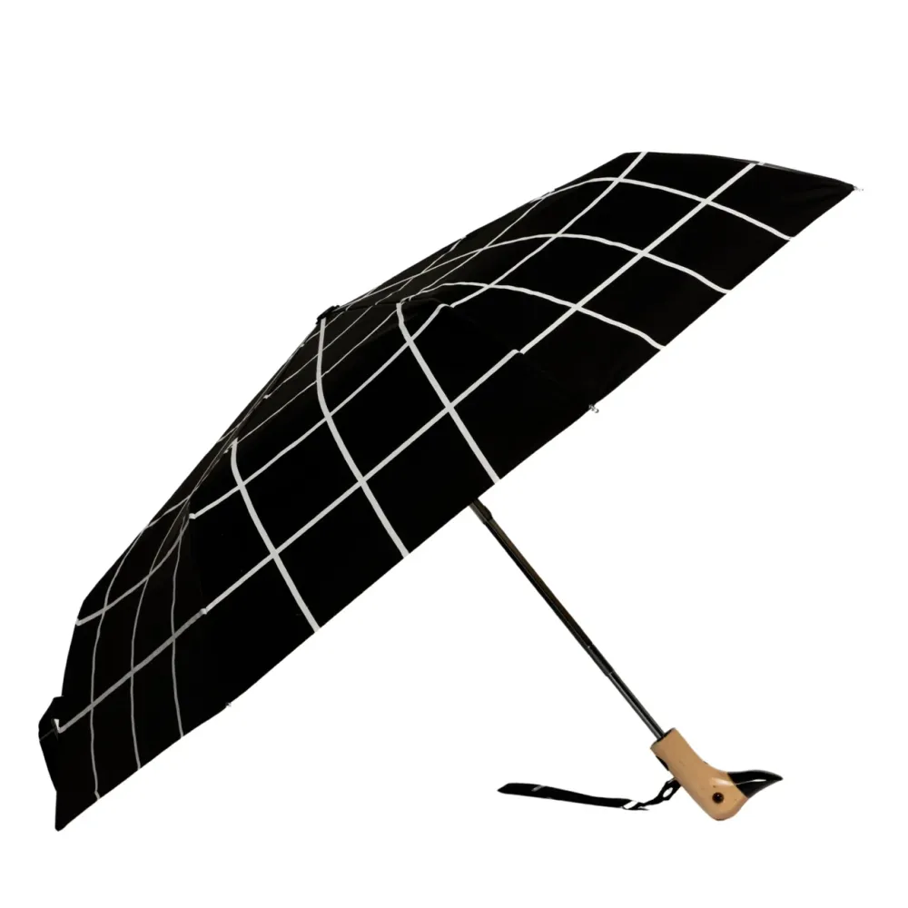 Original Duckhead Duck Umbrella, Black Grid Pattern
