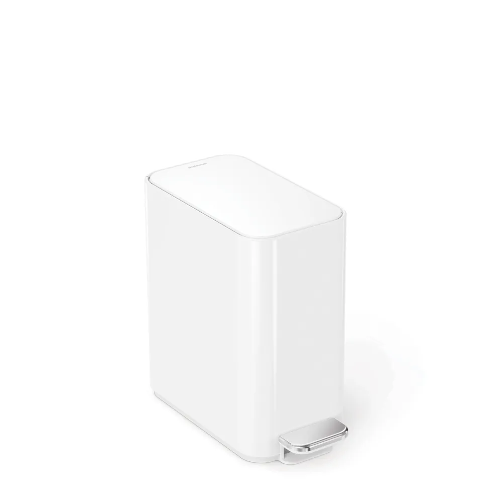 Smal pedalbøtte i hvit 5 l