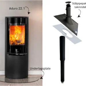 Peisovnpakke Aduro 22.1 lux m/ stålpipe inkl takinndekning