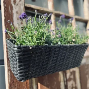 Balkongkasse i svart flett - 40 cm