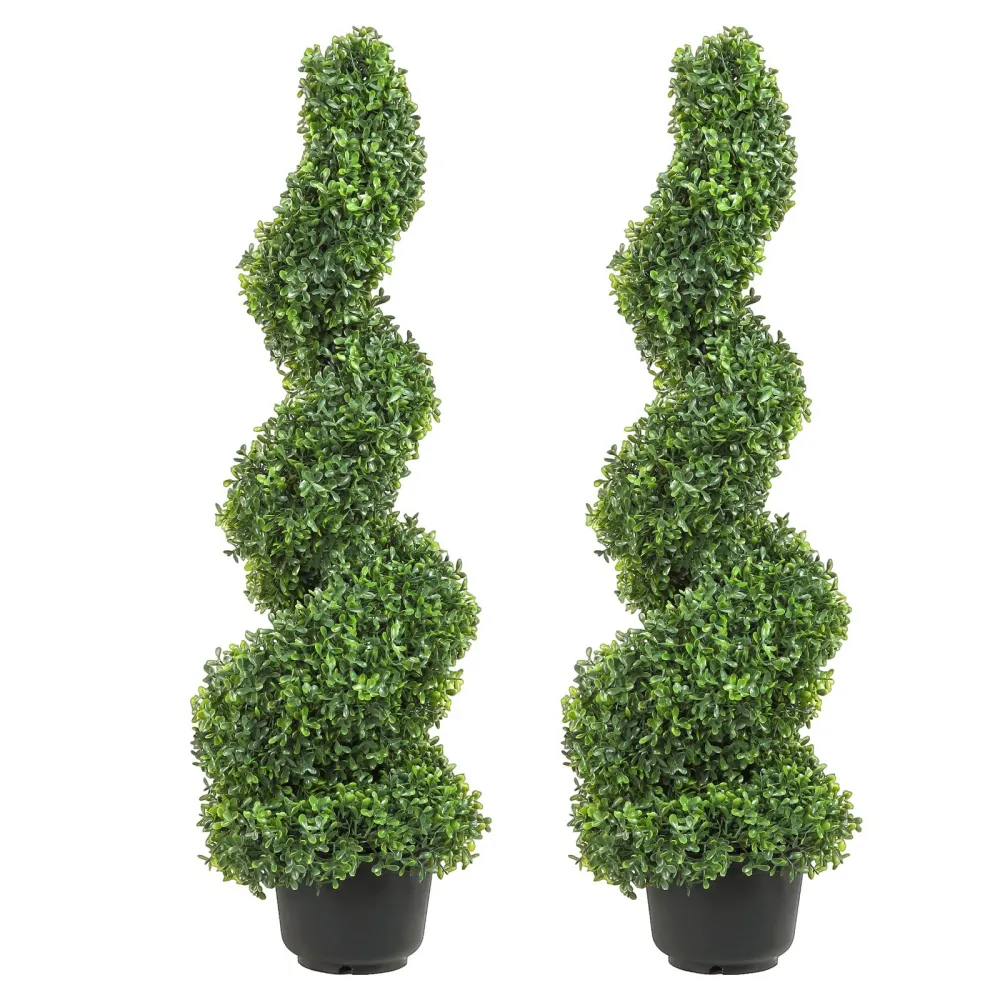 Kunstig plante buksbom spiral - 122 cm - 2-pakning