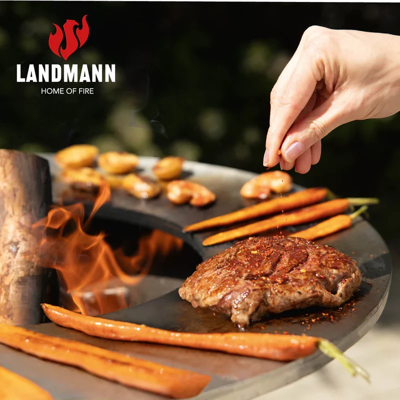 Landmann Fire fat i cortenstål med vedlager