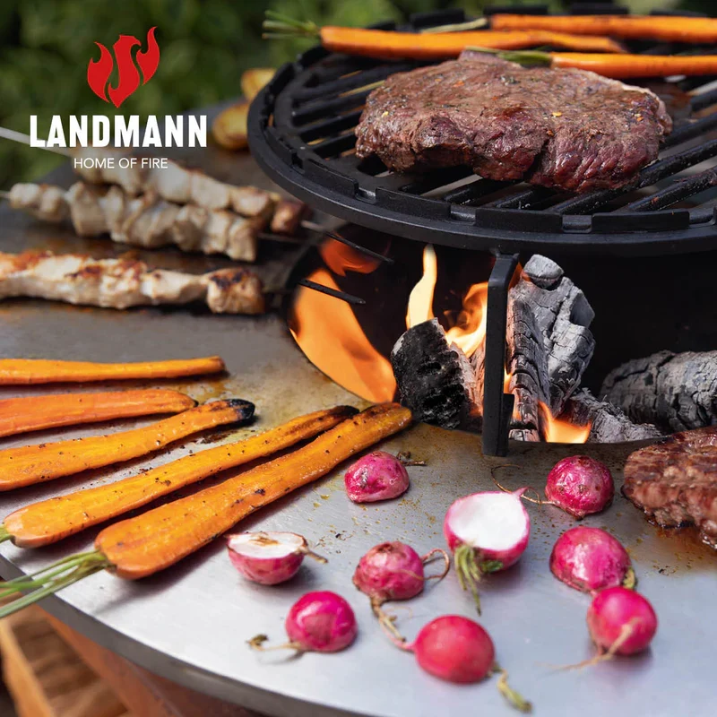 Landmann Fire fat i cortenstål med vedlager