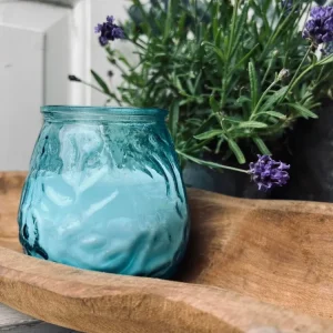 Myggelys Citronella i farget glass - Blå