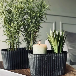 Urtepotte oval - Betonglook stor