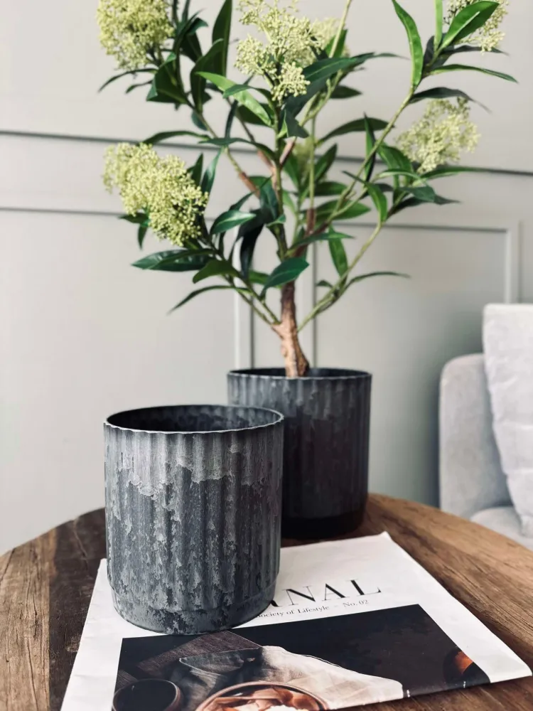 Urtepotter i betong-look - Sett med 2 stk