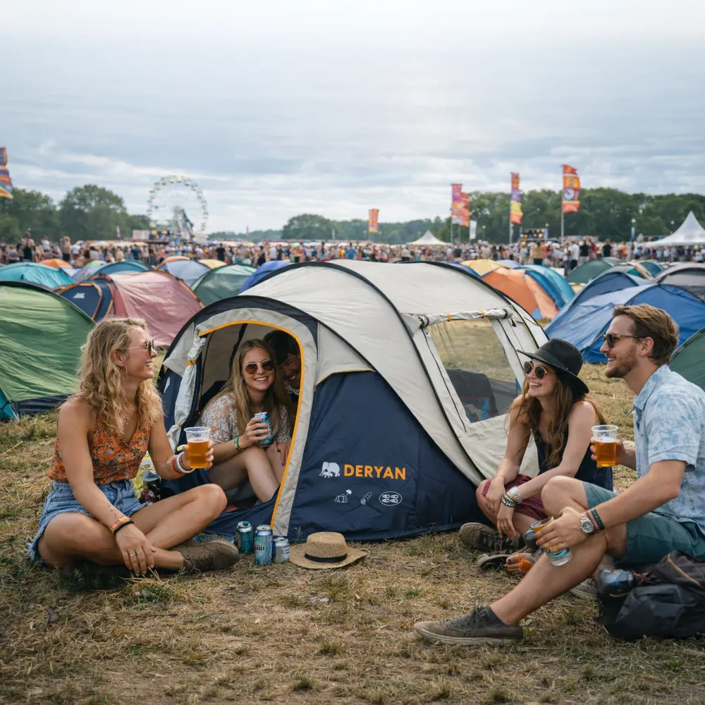 Pop Up Luxe Telt - 2000MM vannsøyle - Marineblå - 4 Personer DERYAN