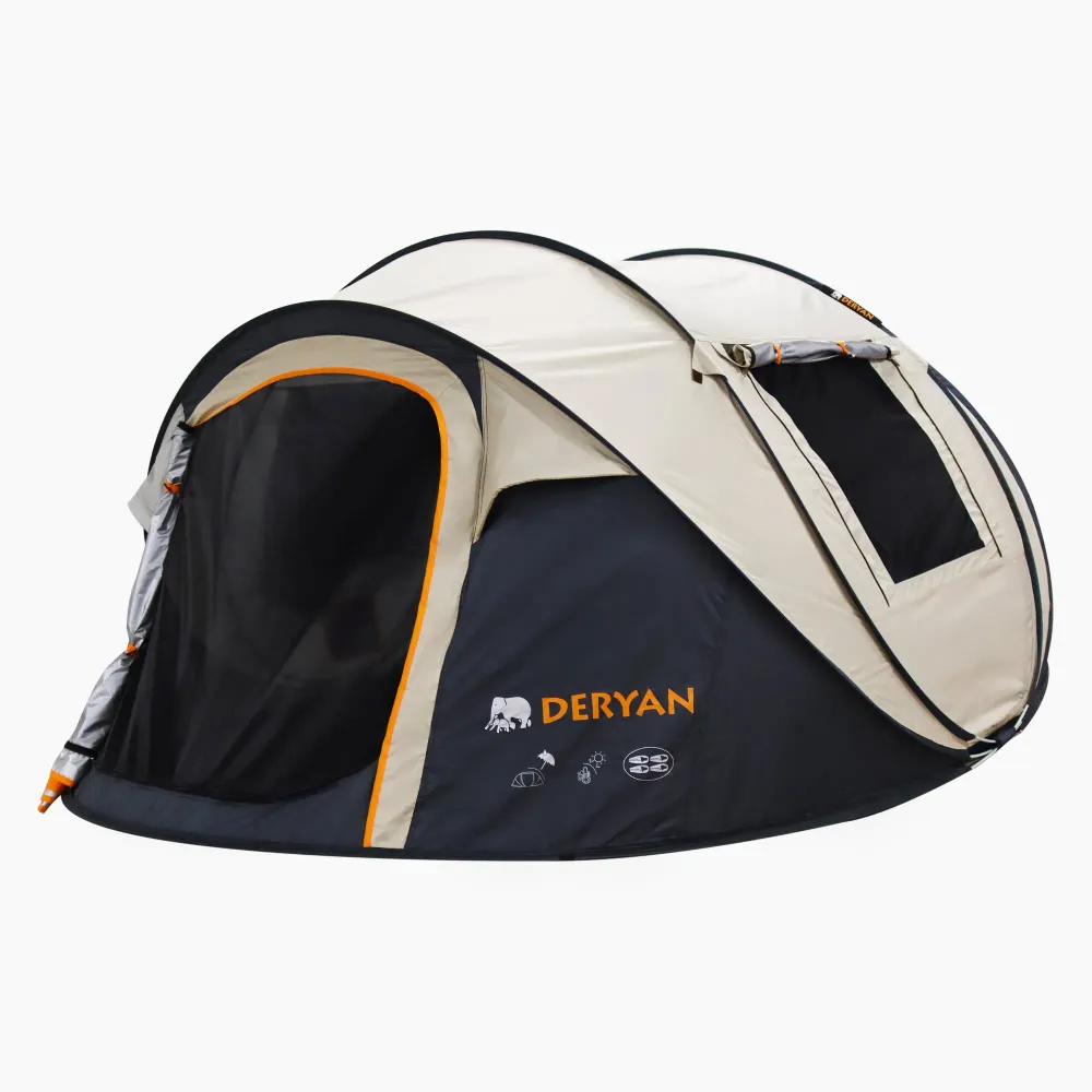 Pop Up Luxe Telt - 5000MM vannsøyle - Beige - 4 Personer DERYAN