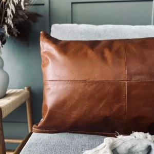 Putetrekk i lær - Cognac 40x60
