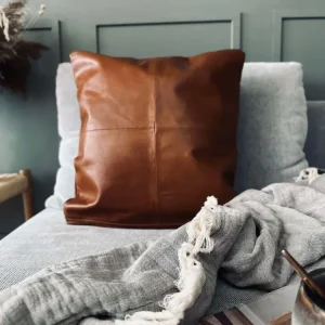 Putetrekk Skinn - Cognac 45x45