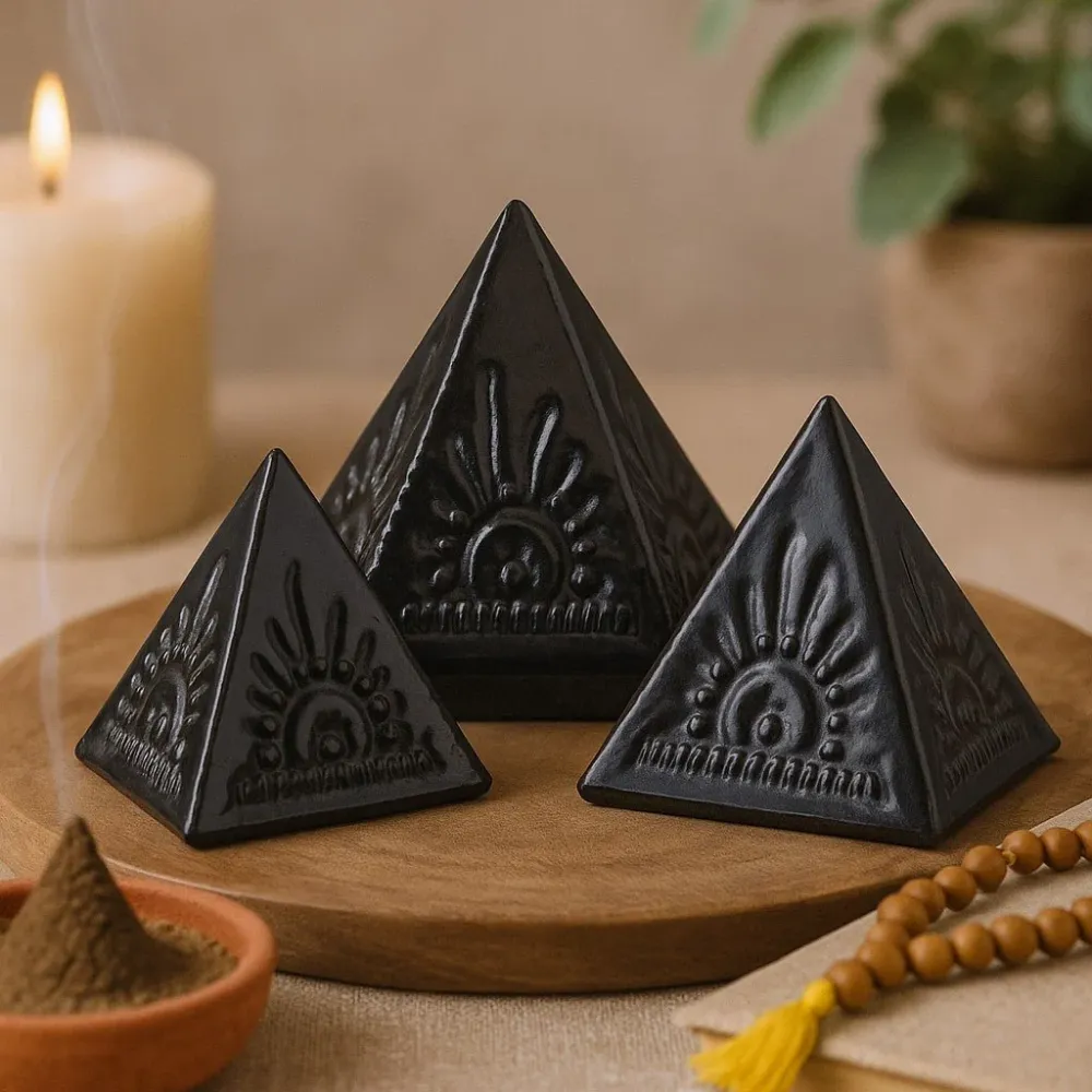 Røkelsespulver Pyramideform Sett med 3 Svart