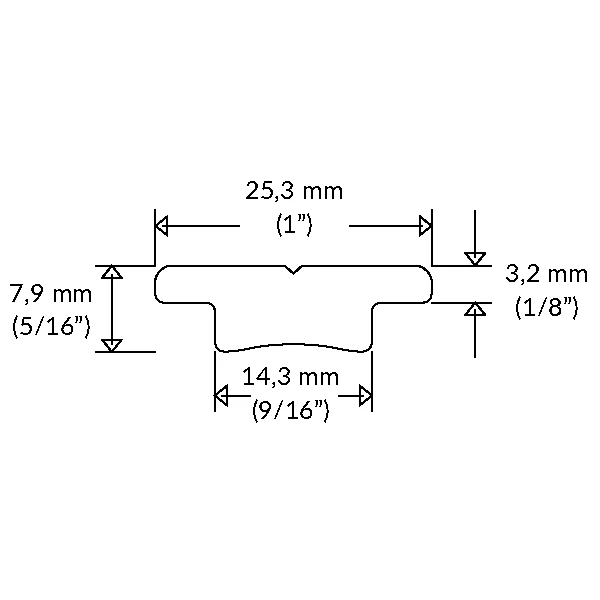 Ronstan, Genoa-skinne, sort, 25 mm, 3 m, Serie 25