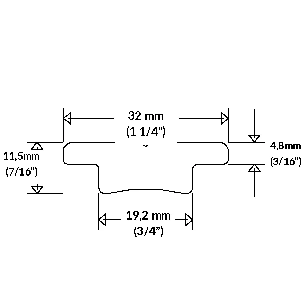 Ronstan, T-skinne alu 32mm, 1m, 996mm