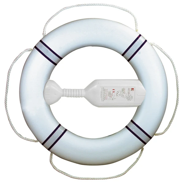 Livbøye FP380, hvit m/marine refleksbånd, 20m kasteline, 2,1 kg, Ø380-610 mm