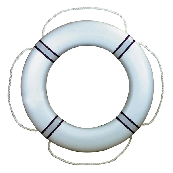 Livbøye FP380, hvit m/marine refleksbånd, m/ kasteline, 2,1 kg, Ø380 mm - Ø610 mm
