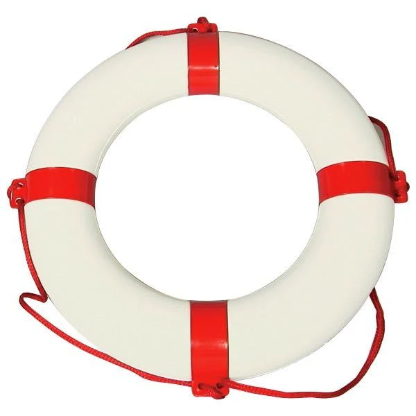Redningsbøye, hvit med røde mansjetter, Ø58 cm - Ø34 cm