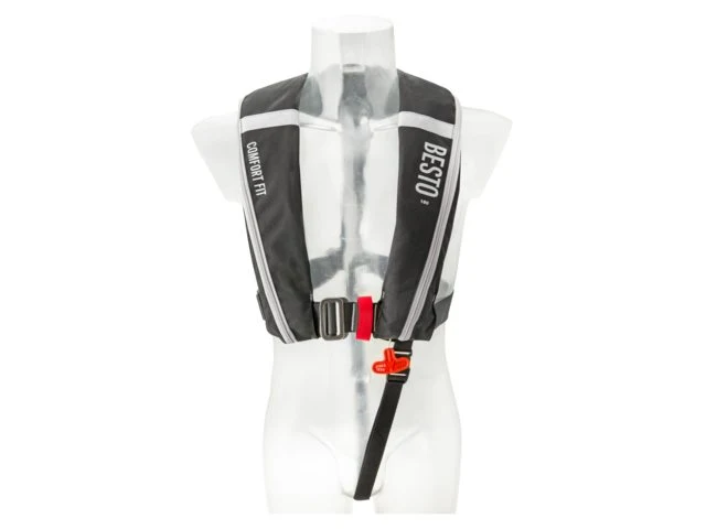Besto, Comfortfit 180N oppblåsbar redningsvest, automatisk, svart/grå