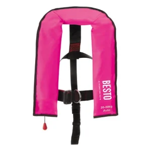 Besto, Junior oppblåsbar redningsvest, automatisk 100N, lys rosa, 15-40 kg