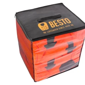Besto, Veske med 4 voksne 100N redningsvester, oransje