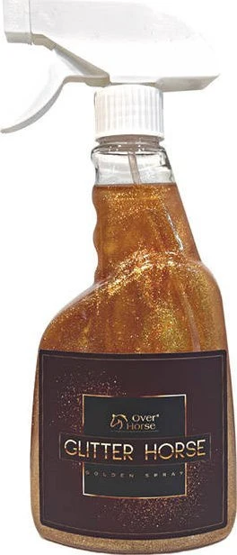 Hestepleie glitterspray med gullglitter mango/papaya 500ml Over Horse