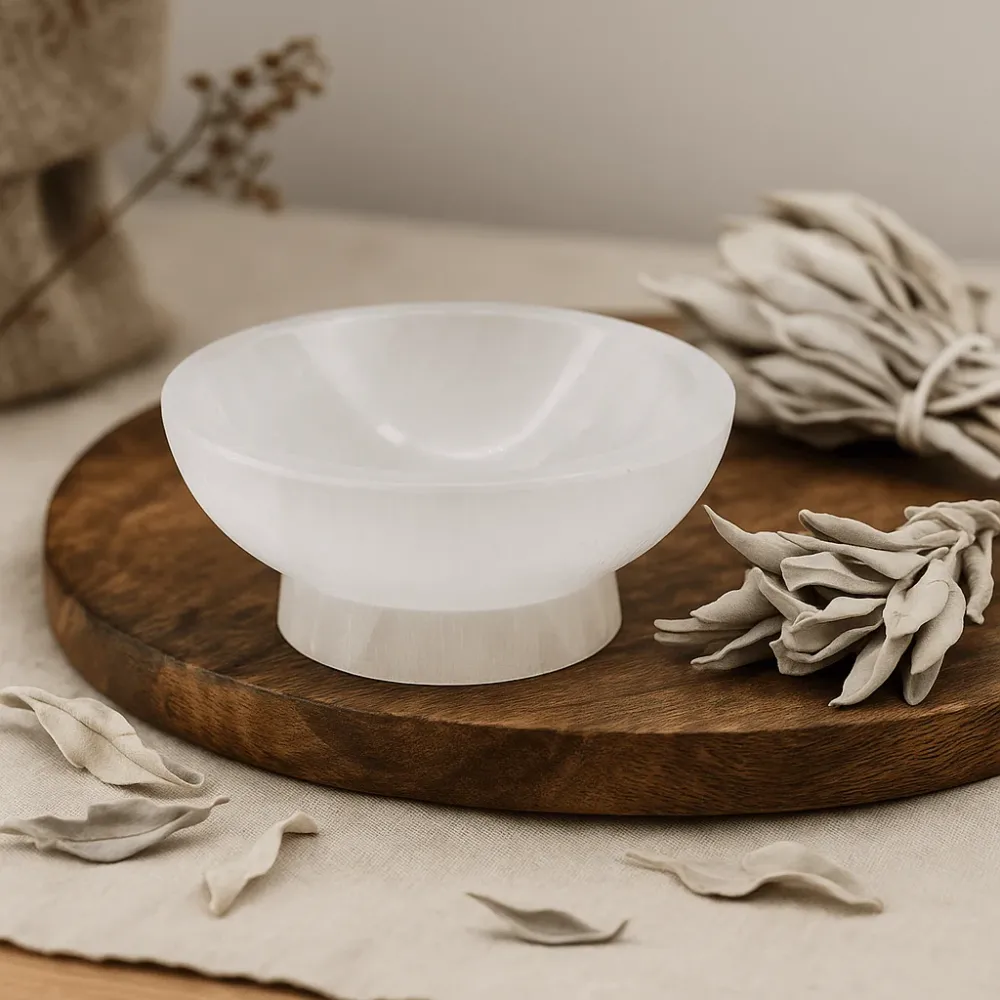 Selenitt rituell bolle, 10cm