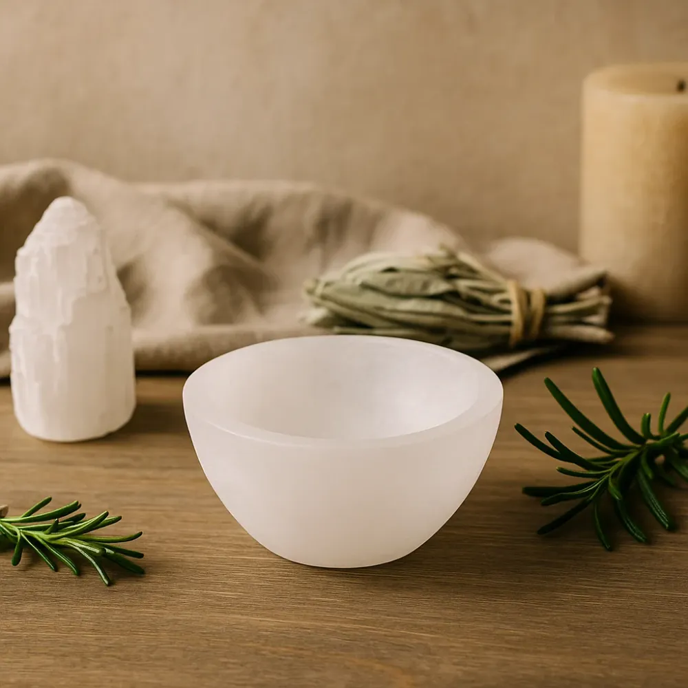 Selenitt Rund Skål – 6 cm