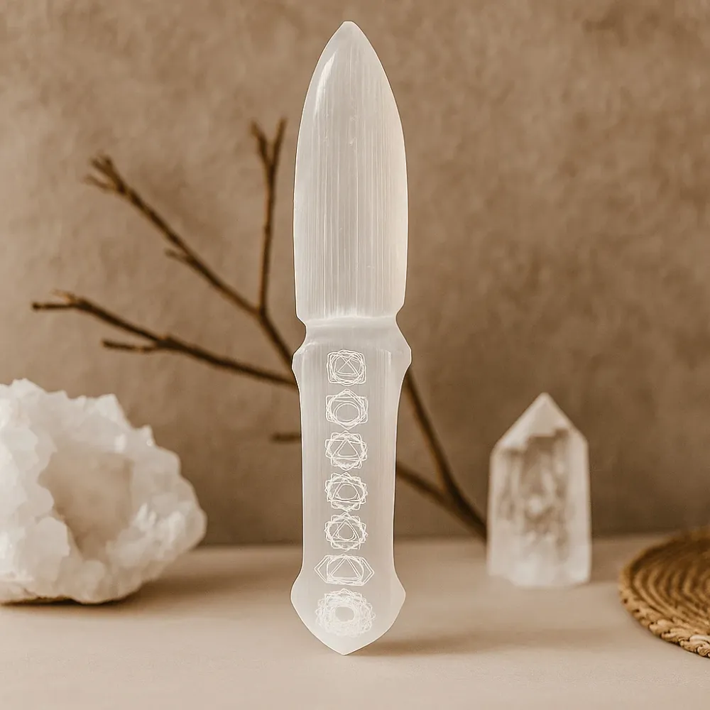 Selenitt rituell kniv chakra verktøy