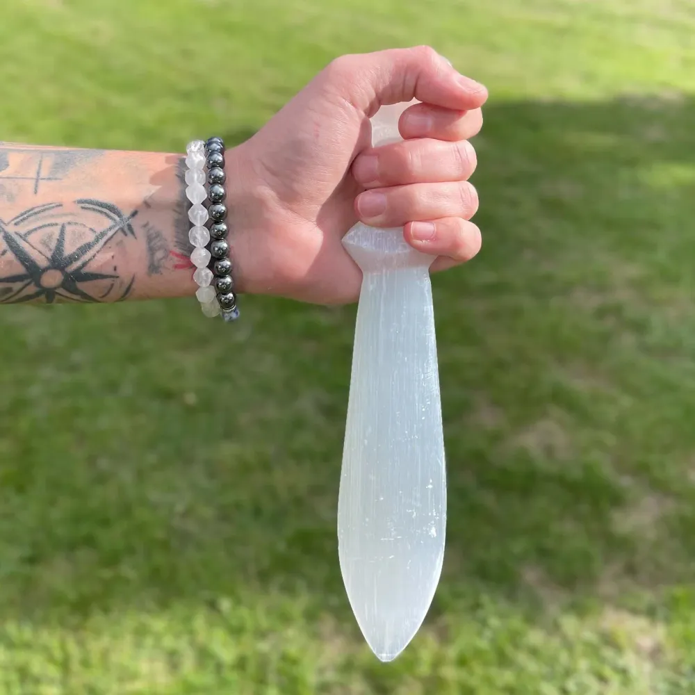 Selenitt rituell kniv spiral 25cm
