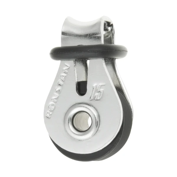 Ronstan, Kulelager enkeltblokk med henger og o-ring, serie 15, 120 kg arbeidsbelastning, 550 kg bruddstyrke, 5 mm maks lin...