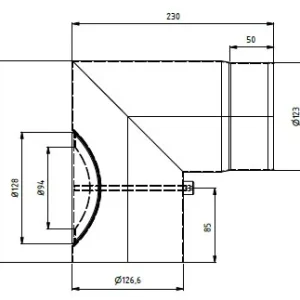 Røykrør Ø125 x 90 grader Kne med Luke