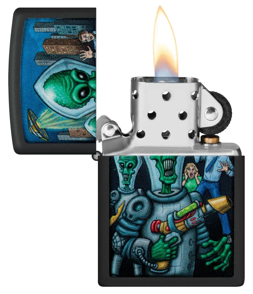 Zippo Lighter - Alien Attack Design
