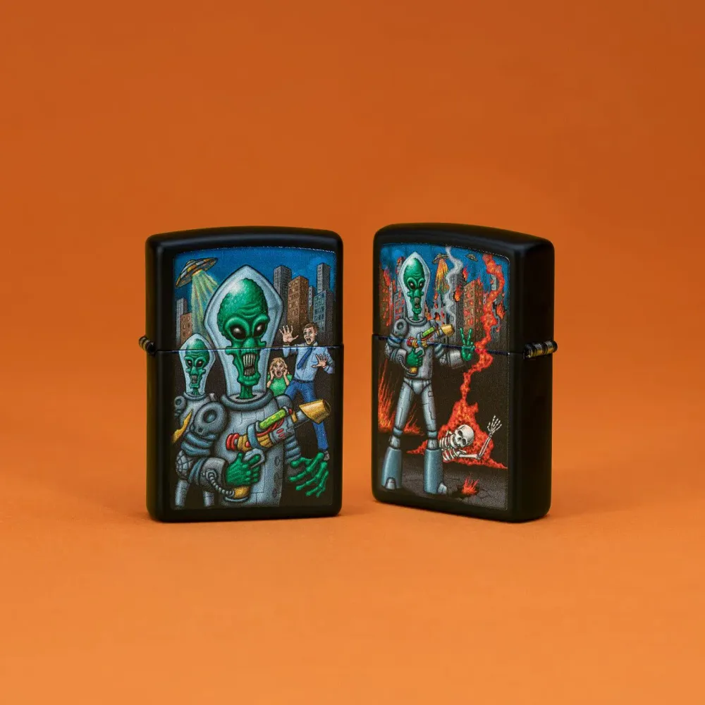 Zippo Lighter - Alien Attack Design