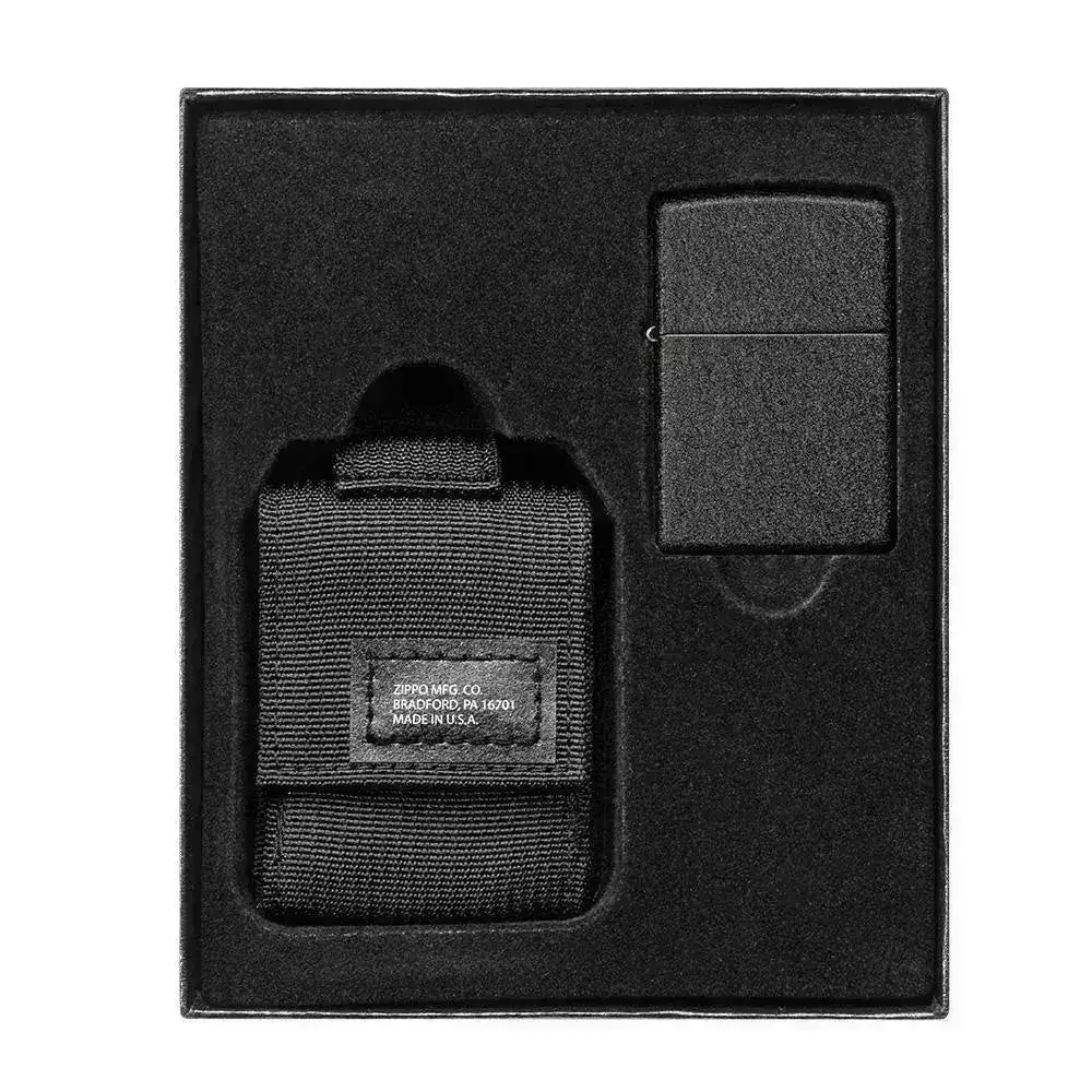 Zippo Lighter - Crackle Lighter og Taktisk Lomme PAKKE - Svart