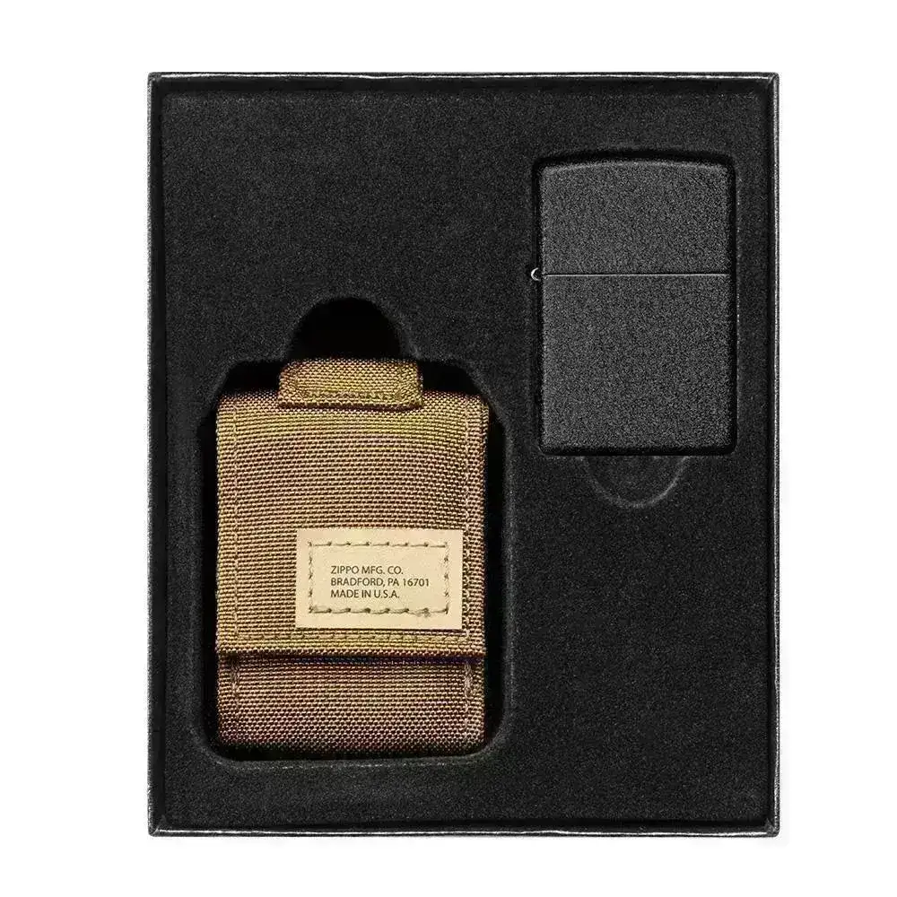 Zippo Lighter - Crackle Lighter og Taktisk Lomme PAKKE - Coyote