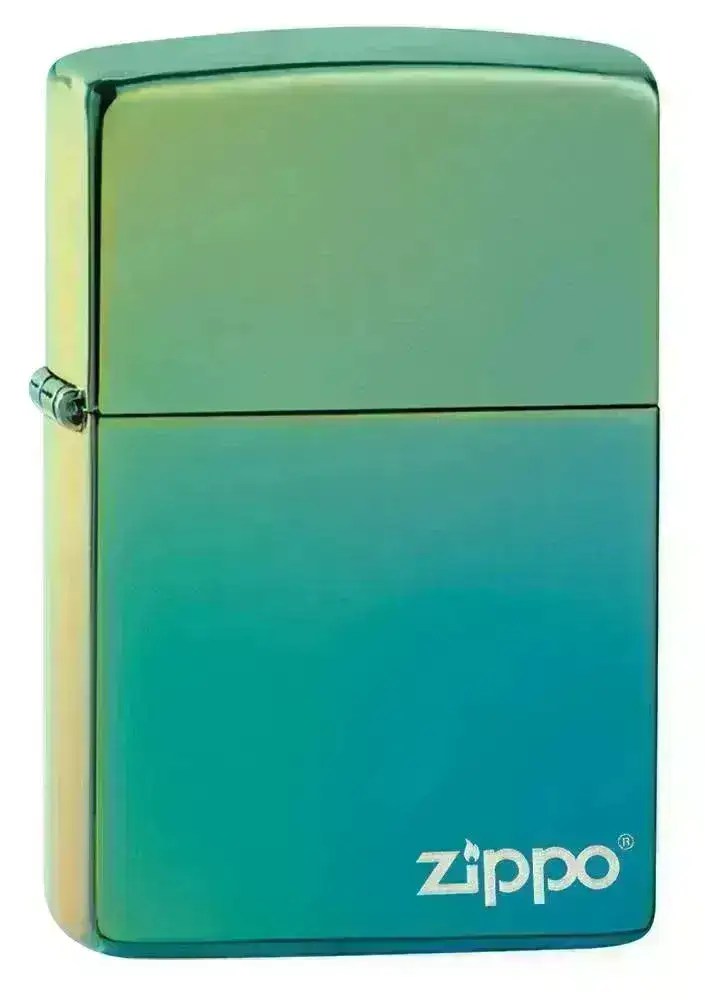 Zippo Lighter - Klassisk Høypolert Teal Logo