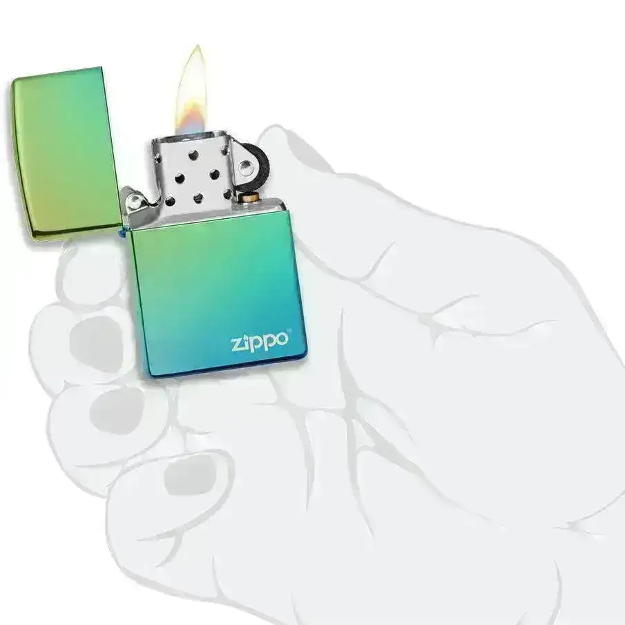 Zippo Lighter - Klassisk Høypolert Teal Logo