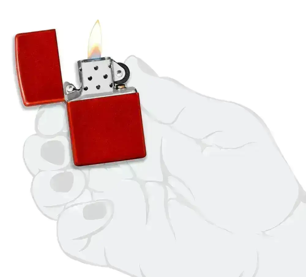 Zippo Lighter - Klassisk Metall Rød