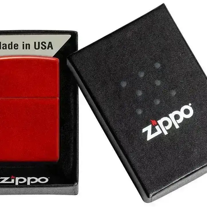 Zippo Lighter - Klassisk Metall Rød