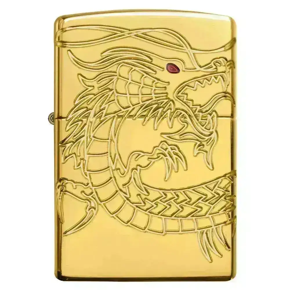Zippo Lighter - Red Eyed Dragon - 360 Degree Gold-Plate Limited - Lighte